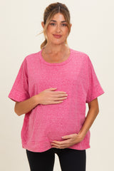 Fuchsia Oversized Maternity Short Sleeve Top