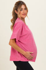 Fuchsia Oversized Maternity Short Sleeve Top