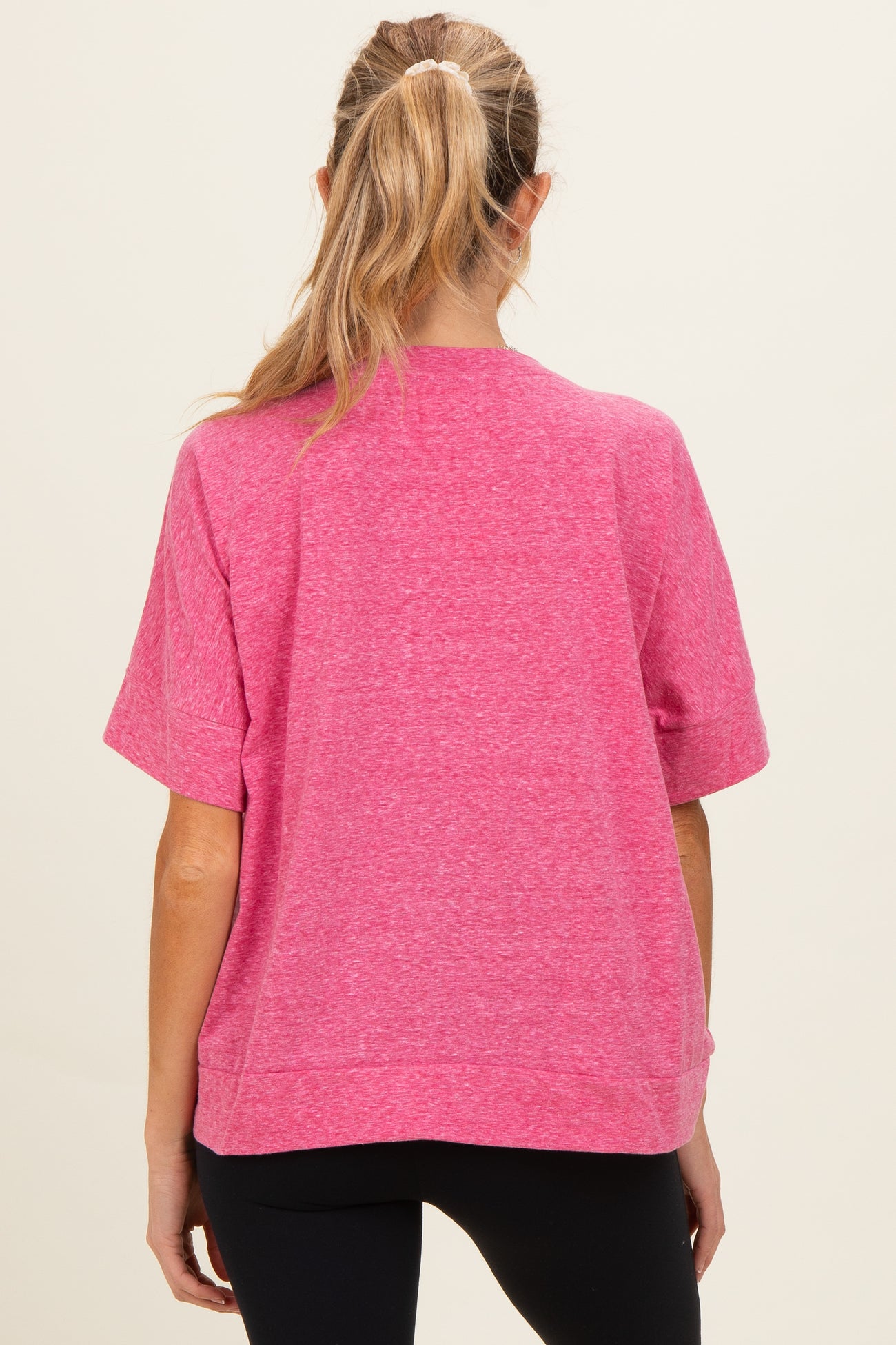 Fuchsia Oversized Maternity Short Sleeve Top