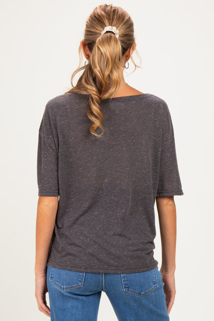 Black Charcoal Relaxed Fit Short Sleeve Maternity Top