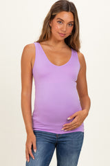 Lavender Sleeveless Fitted Maternity Tank Top