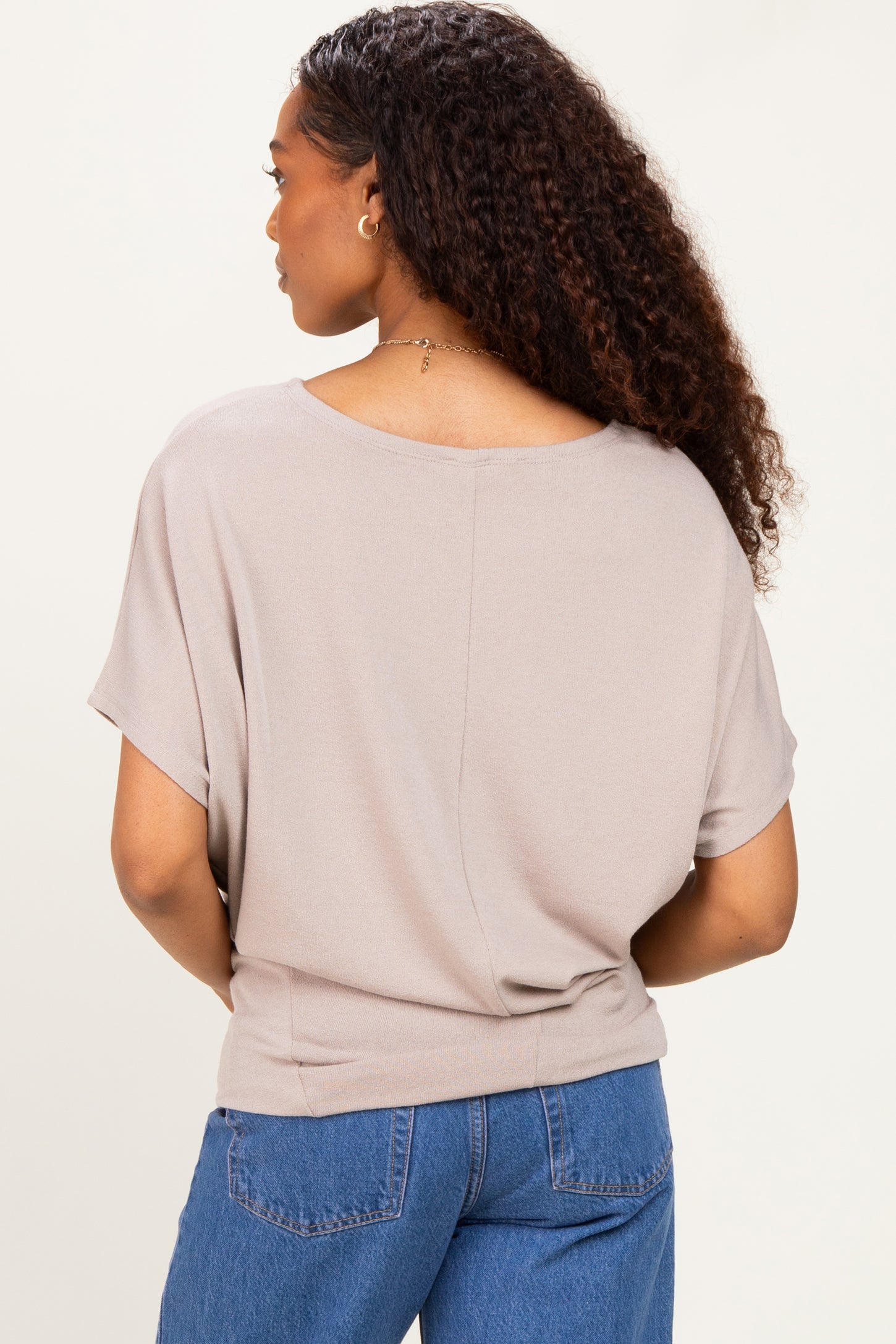 Ash Mocha Dolman Sleeve Boat Neck Top