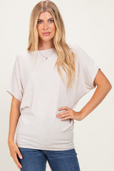 Sand Beige Dolman Sleeve Boat Neck Maternity Top