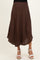 Chocolate Smocked Waist Rounded Hem Maternity Skirt
