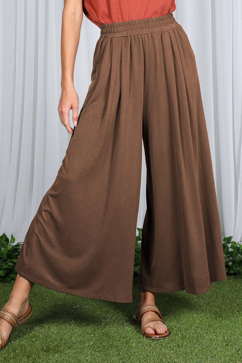 Brown Cropped Wide Leg Pants