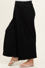 Black Cropped Wide Leg Maternity Pants
