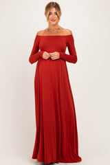 PinkBlush Rust Off Shoulder Maternity Maxi Dress