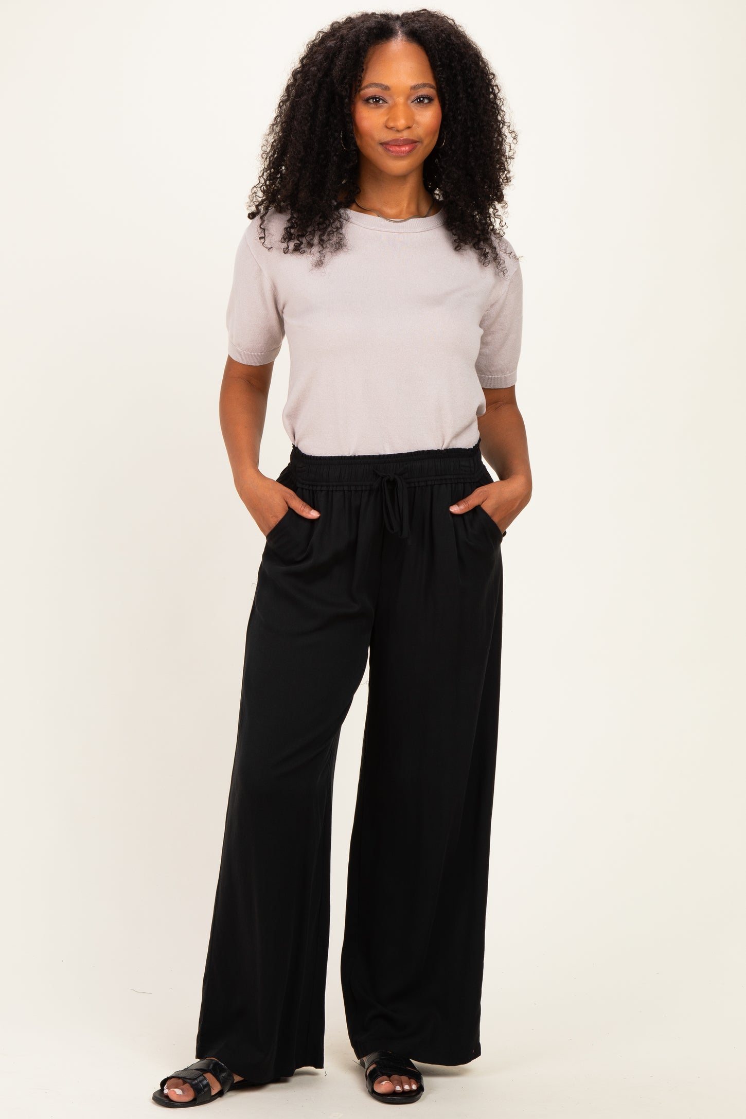 Black Drawstring Waistband Pants