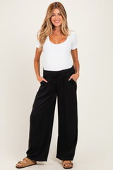 Black Drawstring Waistband Maternity Pants
