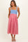 Red Gingham Colorblock Scallop Trim Maternity Midi Dress
