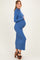 Navy Ruffle Mock Neck Long Sleeve Maternity Midi Dress