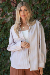 Mocha Stripe Striped Button-Down Shirt