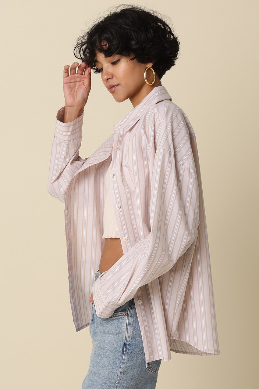 Mocha Stripe Striped Button-Down Shirt