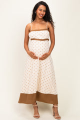 Natural Polka Dot Maternity Maxi Dress