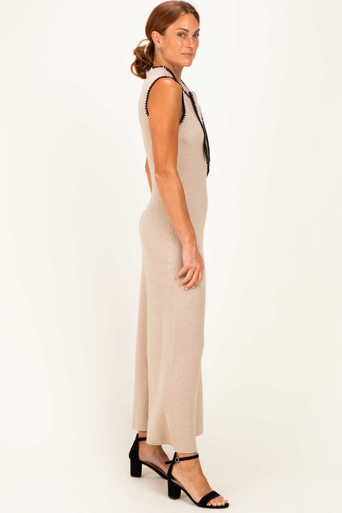 Oatmeal Bow Knit Maxi Dress