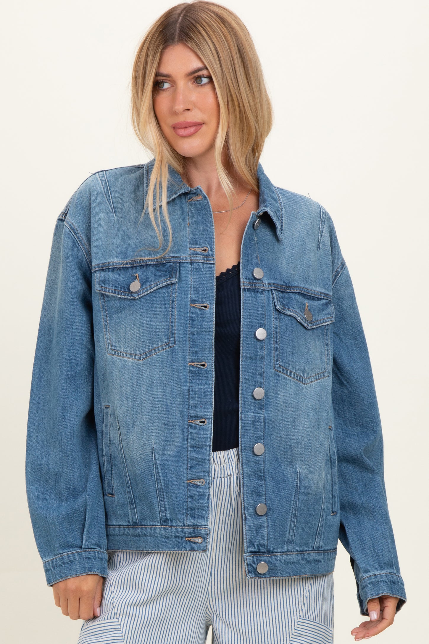 Medium Wash Oversized Denim Jackets