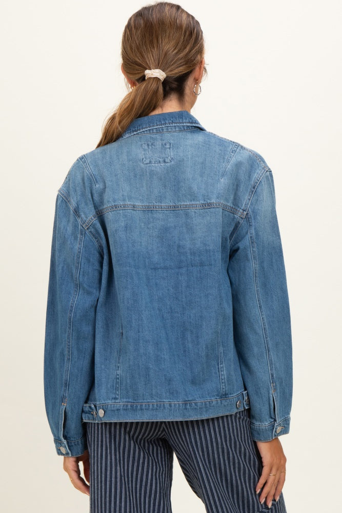 Medium Wash Oversized Maternity Denim Jackets