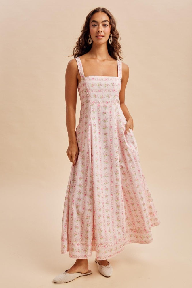 Pink Peony Floral Maxi Dress