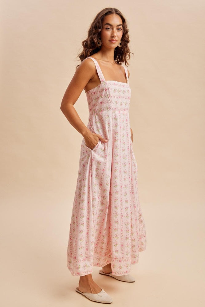 Pink Peony Floral Maxi Dress