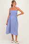 Blue Gingham Smocked Maternity Midi Dress
