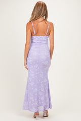 Lavender Floral Sleeveless V-Neck Maternity Maxi Dress