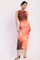 Coral Multi Tie Dye Mesh Maxi Dress With Side Ruching