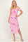 Pink Multi Off-Shoulder Mesh Side Slit Dress