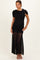 Black Draped Bodice Ruched Mesh Maternity Maxi Dress