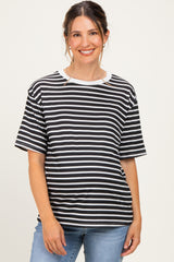 Black Ivory Stripe Relaxed Fit Maternity Tee