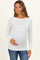 White Ribbed Scoop Neck Long Sleeve Maternity Top