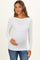 White Ribbed Scoop Neck Long Sleeve Maternity Top