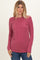 Mauve Ribbed Scoop Neck Long Sleeve Top