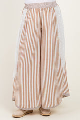Caramel Stripe Eyelet Lace Maternity Wide Leg Pant