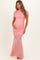 Rose Draped Bodice Ruched Mesh Maternity Maxi Dress