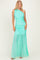 Jelly Mint Ruched Mesh One Shoulder Maxi Dress