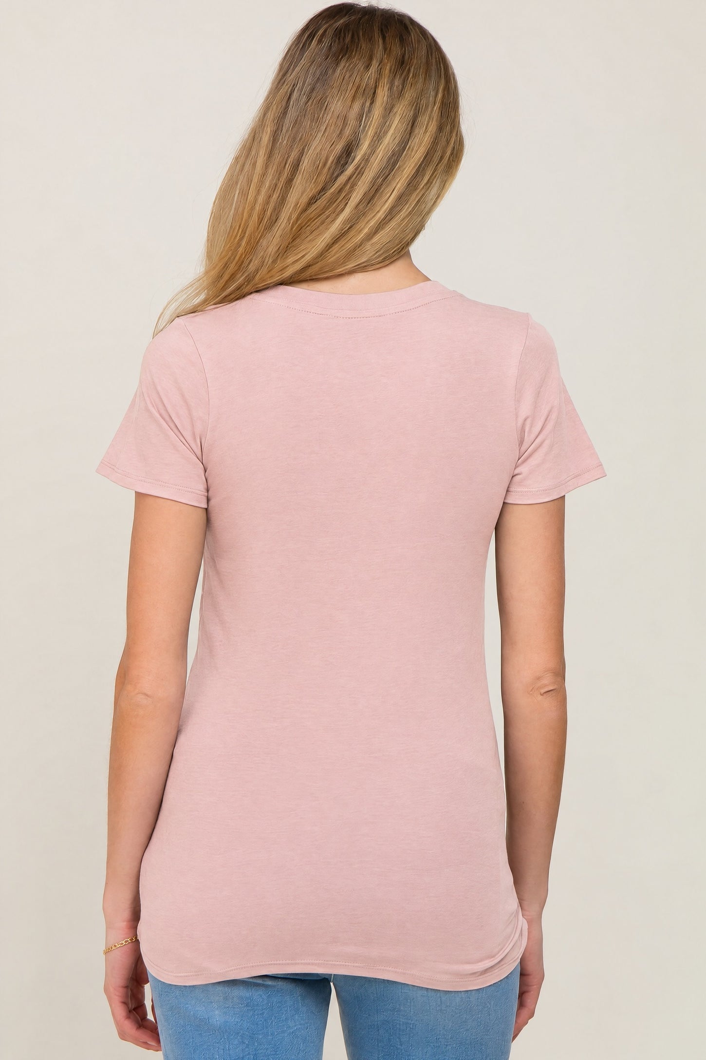 Mauve Basic Crew Neck Maternity Tee