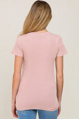 Mauve Basic Crew Neck Maternity Tee