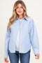 Blue Striped Long Sleeve Button Down Maternity Shirt