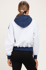 Navy Colorblock Maternity Pullover Hoodie
