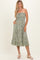 Green Floral Smocked Strapless Midi Dress