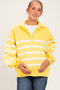Light Yellow Striped Snap Button Maternity Pullover