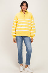 Light Yellow Striped Snap Button Pullover
