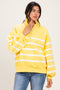 Light Yellow Striped Snap Button Pullover