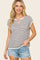 Plum Split Neck Striped Knit Top