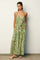 Sage Printed Waist Tie Maxi Dress