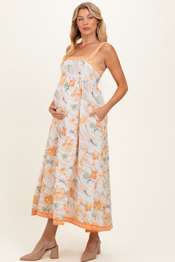 Daffodil Floral Embroidered Maternity Maxi Dress