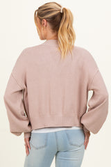 Blush Waffle Knit Balloon Sleeve Maternity Cardigan