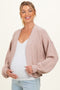 Blush Waffle Knit Balloon Sleeve Maternity Cardigan