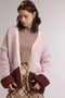 Pink Colorblock Chunky Knit Maternity Cardigan