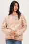 Coffee Brushed Knit Striped Sweater